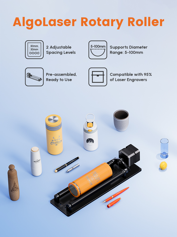 AlgoLaser Rotary Roller 360° R - огляд і ціна Rotary Axis Laser Engraver
